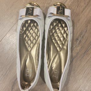 Gray with Gold Toe & Accents Women's Flats